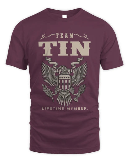 TIN TP06-K82 – Personalized Classic Style Apparel “Team NAME Lifetime Member” - Unisex Standard T-Shirt - Maroon