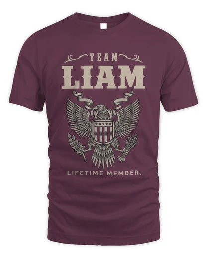 LIAM TP06-K82 – Personalized Classic Style Apparel “Team NAME Lifetime Member” - Unisex Standard T-Shirt - Maroon