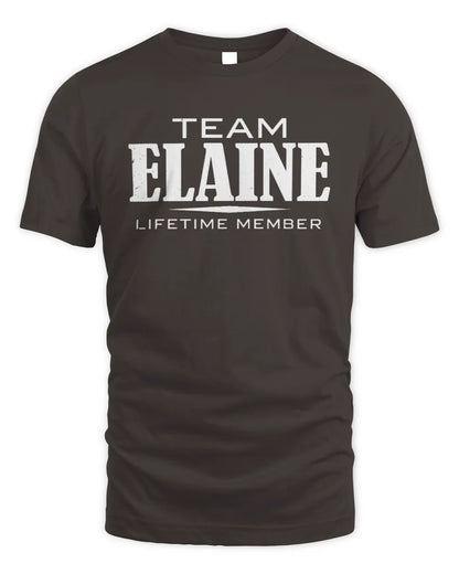 ELAINE BL62-K4-128 - Personalized “Team NAME Lifetime Member” - Unisex Standard T-Shirt - Dark Chocolate