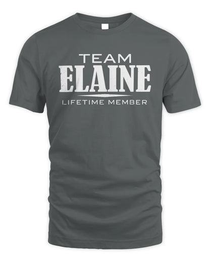 ELAINE BL62-K4-128 - Personalized “Team NAME Lifetime Member” - Unisex Standard T-Shirt - Charcoal
