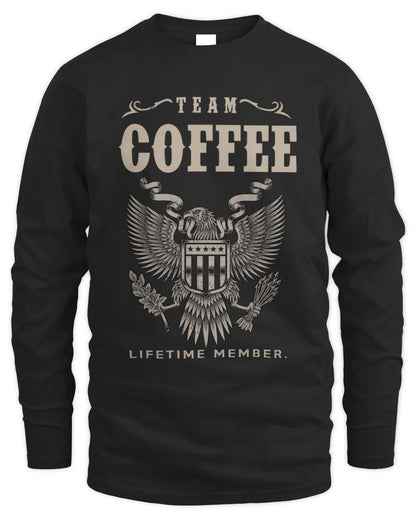 COFFEE TP06-K82 – Personalized Classic Style Apparel “Team NAME Lifetime Member” - Men's Long Sleeved T-Shirt - Black