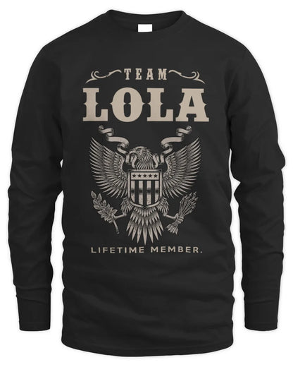 LOLA TP06-K82 – Personalized Classic Style Apparel “Team NAME Lifetime Member” - Men's Long Sleeved T-Shirt - Black