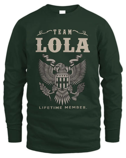 LOLA TP06-K82 – Personalized Classic Style Apparel “Team NAME Lifetime Member” - Men's Long Sleeved T-Shirt - Forest Green