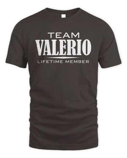 VALERIO BL62-K4-128 - Personalized “Team NAME Lifetime Member” - Unisex Standard T-Shirt - Dark Chocolate