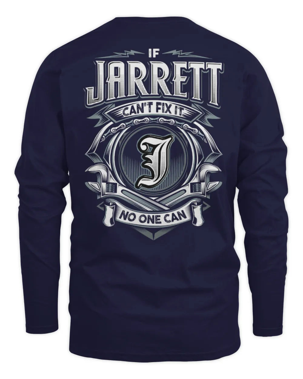 JARRETT AP81-K4-626 - Personalized Ahmed Quote Apparel “If Ahmed Can't Fix It, No One Can” - Men's Long Sleeved T-Shirt - Navy