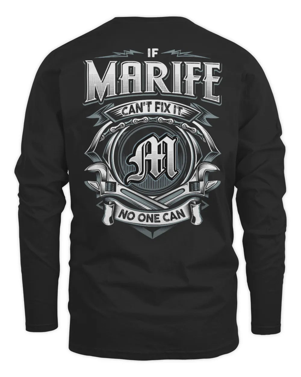 MARIFE AP81-K4-626 - Personalized Ahmed Quote Apparel “If Ahmed Can't Fix It, No One Can” - Men's Long Sleeved T-Shirt - Black
