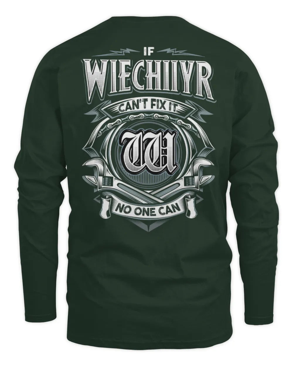 WIECHIIYR AP81-K4-626 - Personalized Ahmed Quote Apparel “If Ahmed Can't Fix It, No One Can” - Men's Long Sleeved T-Shirt - Forest Green