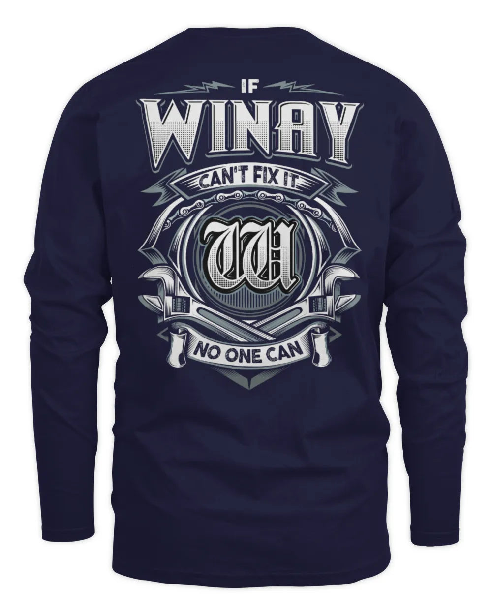 WINAY AP81-K4-626 - Personalized Ahmed Quote Apparel “If Ahmed Can't Fix It, No One Can” - Men's Long Sleeved T-Shirt - Navy