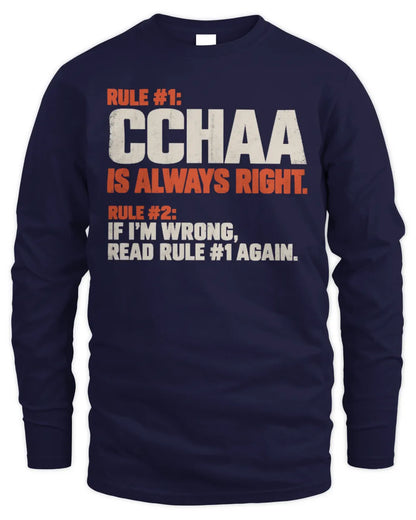 CCHAA NP1-H006 
Always Right Personalized Name T-Shirt – Funny Custom Name Shirt - Men's Long Sleeved T-Shirt - Navy
