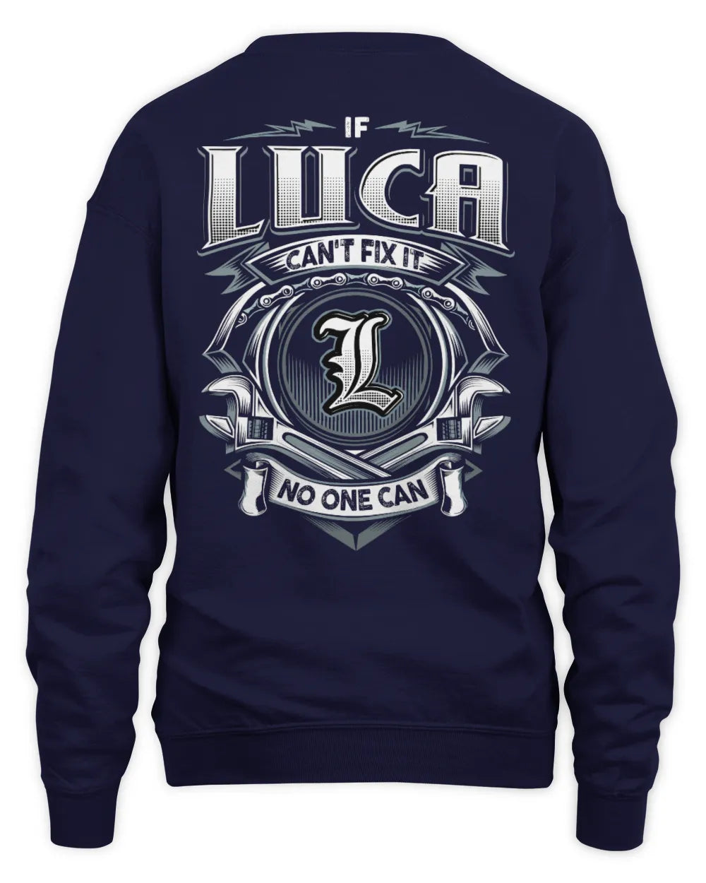 LUCA AP81-K4-626 - Personalized Ahmed Quote Apparel “If Ahmed Can't Fix It, No One Can” - Unisex Sweatshirt - Navy