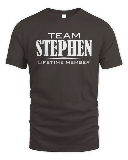STEPHEN BL62-K4-128 - Personalized “Team NAME Lifetime Member” - Unisex Standard T-Shirt - Dark Chocolate