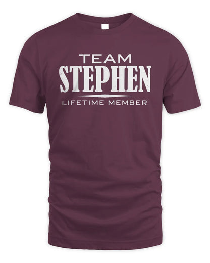 STEPHEN BL62-K4-128 - Personalized “Team NAME Lifetime Member” - Unisex Standard T-Shirt - Maroon