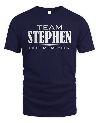 STEPHEN BL62-K4-128 - Personalized “Team NAME Lifetime Member” - Unisex Standard T-Shirt - Navy