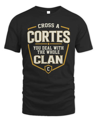 CORTES NT1-K008 Cross A/An NAME, You Deal With the Whole Clan | Personalized Vintage T-Shirt - Unisex Standard T-Shirt - Black