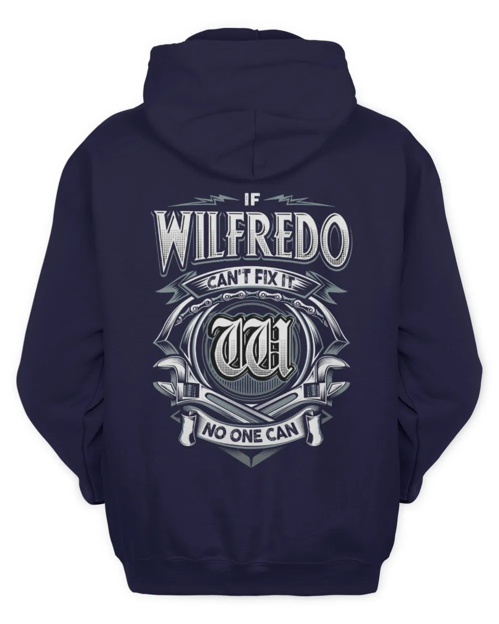 WILFREDO AP81-K4-626 - Personalized Ahmed Quote Apparel “If Ahmed Can't Fix It, No One Can” - Unisex Hoodie - Navy