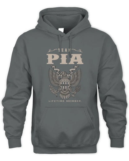 PIA TP06-K82 – Personalized Classic Style Apparel “Team NAME Lifetime Member” - Unisex Hoodie - Charcoal