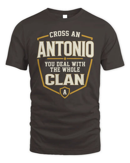 ANTONIO NT1-K008 Cross A/An NAME, You Deal With the Whole Clan | Personalized Vintage T-Shirt - Unisex Standard T-Shirt - Dark Chocolate