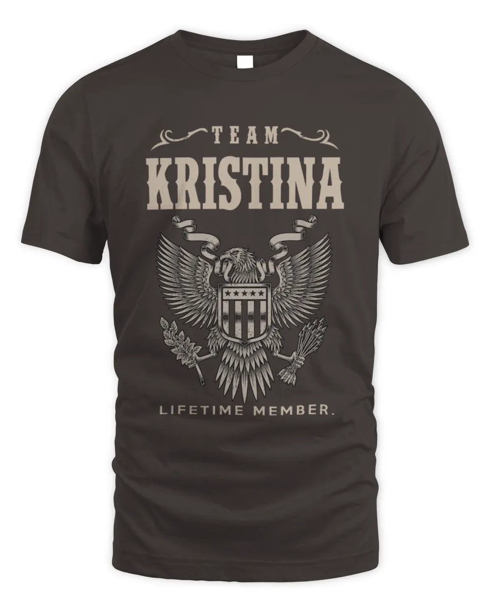 KRISTINA TP06-K82 – Personalized Classic Style Apparel “Team NAME Lifetime Member” - Unisex Standard T-Shirt - Dark Chocolate