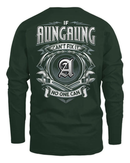 AUNGAUNG AP81-K4-626 - Personalized Ahmed Quote Apparel “If Ahmed Can't Fix It, No One Can” - Men's Long Sleeved T-Shirt - Forest Green
