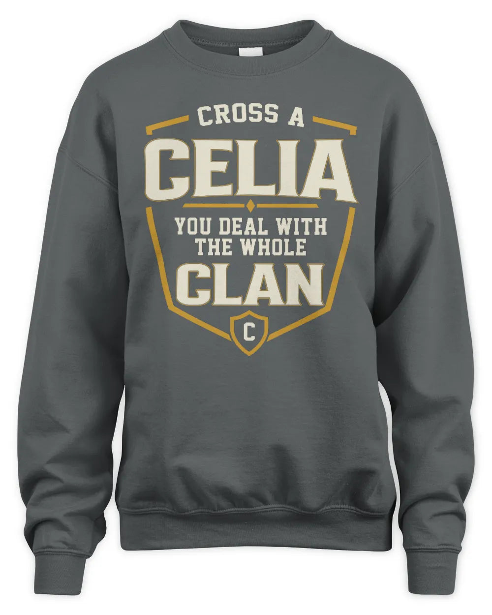 CELIA NT1-K008 Cross A/An NAME, You Deal With the Whole Clan | Personalized Vintage T-Shirt - Unisex Sweatshirt - Charcoal