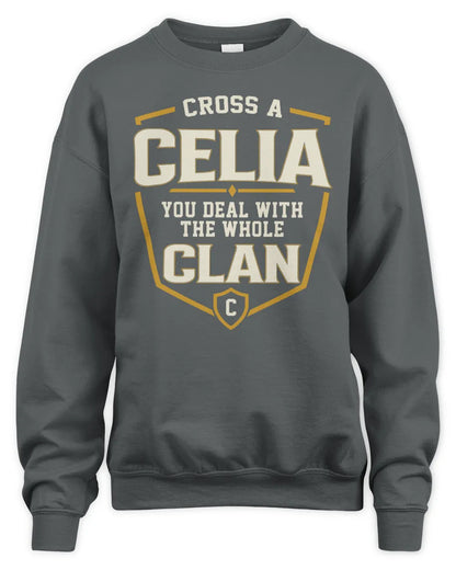 CELIA NT1-K008 Cross A/An NAME, You Deal With the Whole Clan | Personalized Vintage T-Shirt - Unisex Sweatshirt - Charcoal