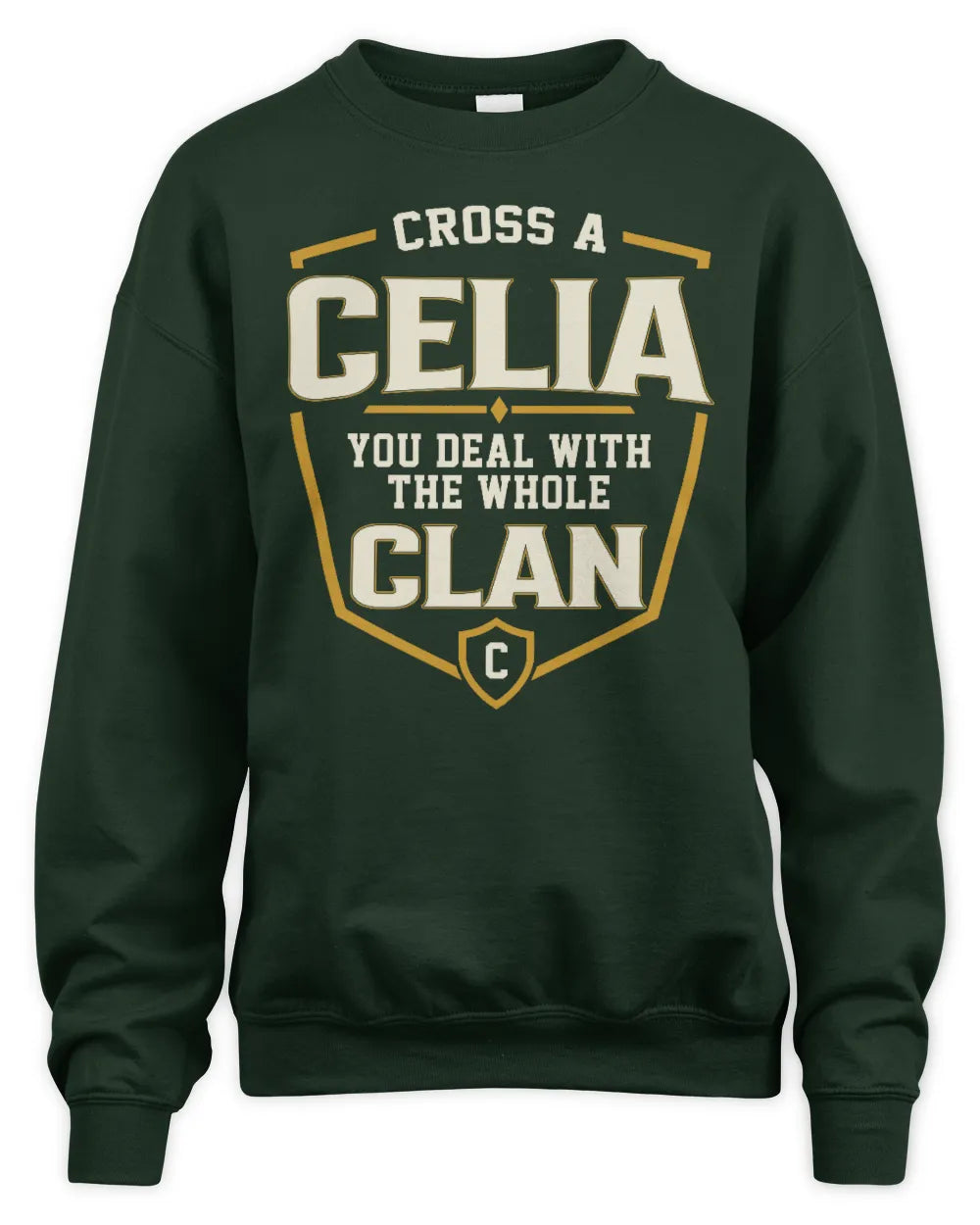 CELIA NT1-K008 Cross A/An NAME, You Deal With the Whole Clan | Personalized Vintage T-Shirt - Unisex Sweatshirt - Forest Green