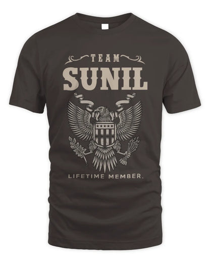 SUNIL TP06-K82 – Personalized Classic Style Apparel “Team NAME Lifetime Member” - Unisex Standard T-Shirt - Dark Chocolate