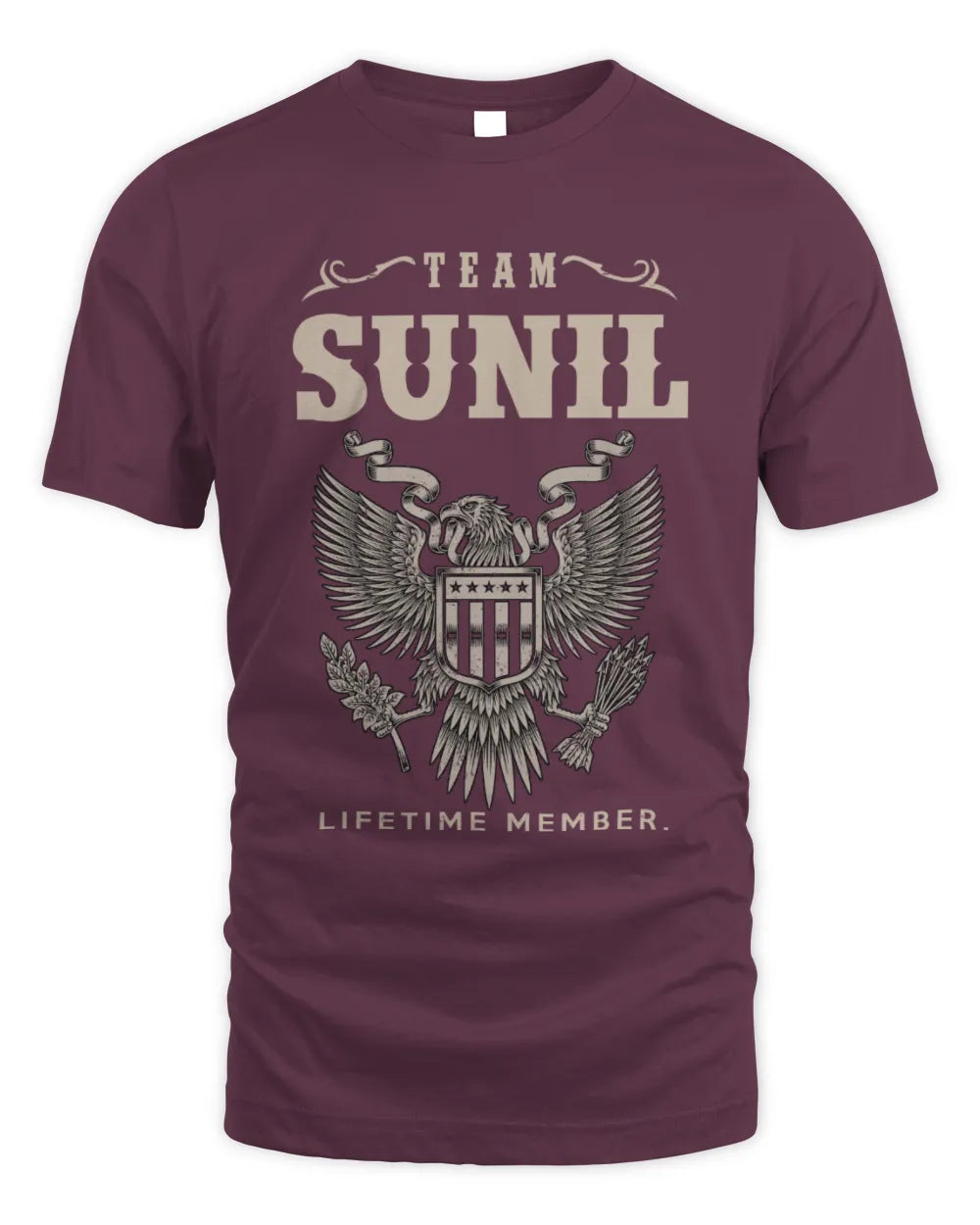 SUNIL TP06-K82 – Personalized Classic Style Apparel “Team NAME Lifetime Member” - Unisex Standard T-Shirt - Maroon