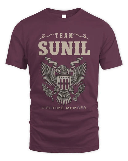 SUNIL TP06-K82 – Personalized Classic Style Apparel “Team NAME Lifetime Member” - Unisex Standard T-Shirt - Maroon