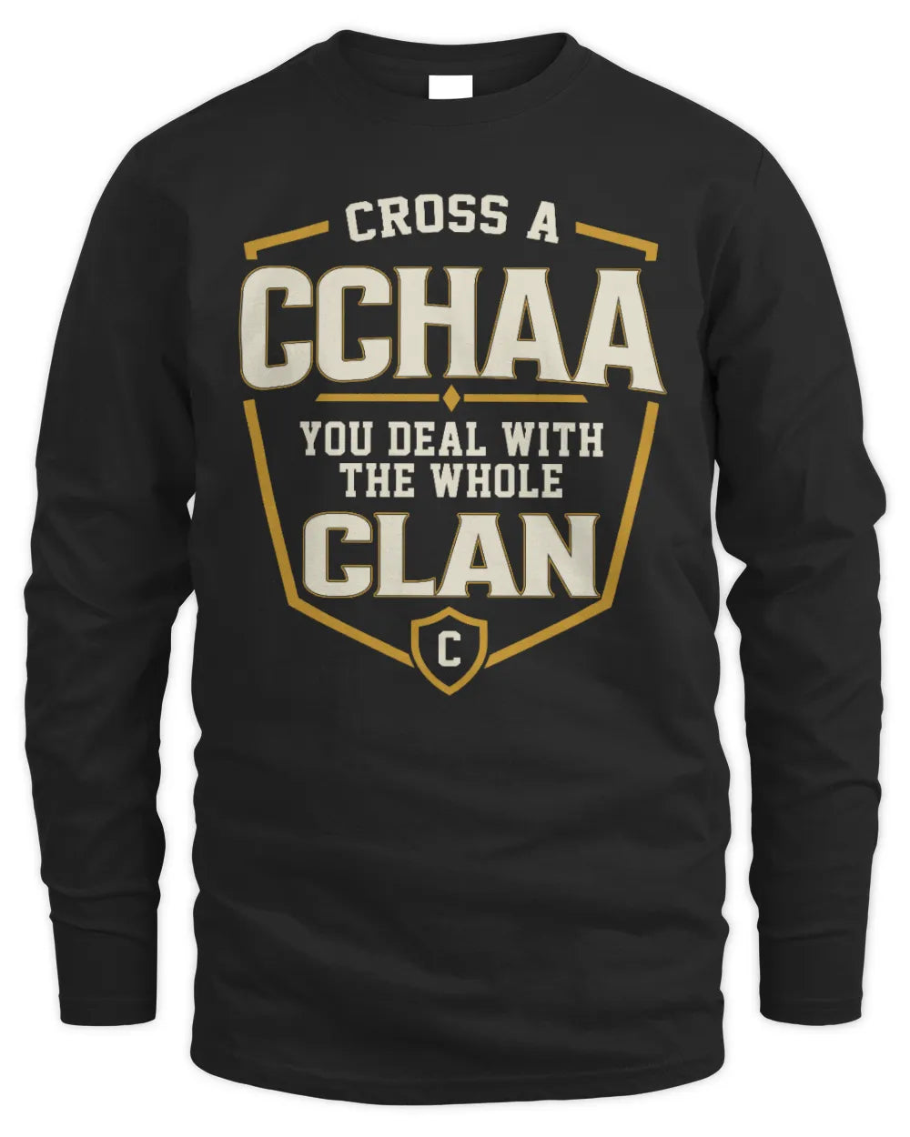 CCHAA NT1-K008 Cross A/An NAME, You Deal With the Whole Clan | Personalized Vintage T-Shirt - Men's Long Sleeved T-Shirt - Black