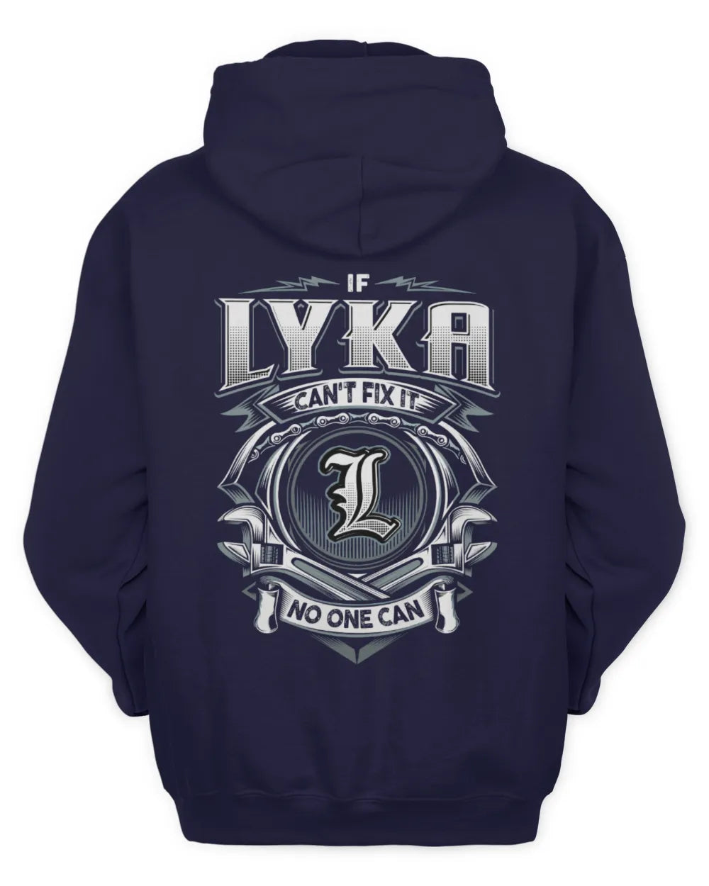 LYKA AP81-K4-626 - Personalized Ahmed Quote Apparel “If Ahmed Can't Fix It, No One Can” - Unisex Hoodie - Navy