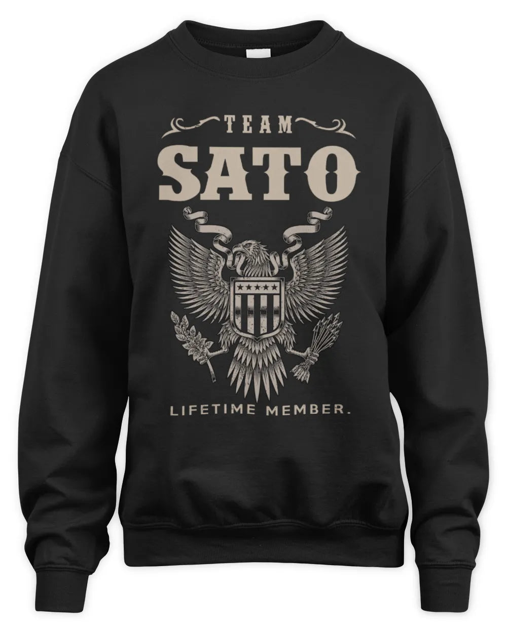 SATO TP06-K82 – Personalized Classic Style Apparel “Team NAME Lifetime Member” - Unisex Sweatshirt - Black