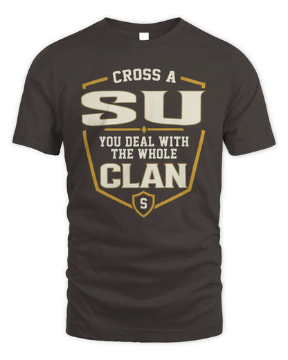 SU NT1-K008 Cross A/An NAME, You Deal With the Whole Clan | Personalized Vintage T-Shirt - Unisex Standard T-Shirt - Dark Chocolate