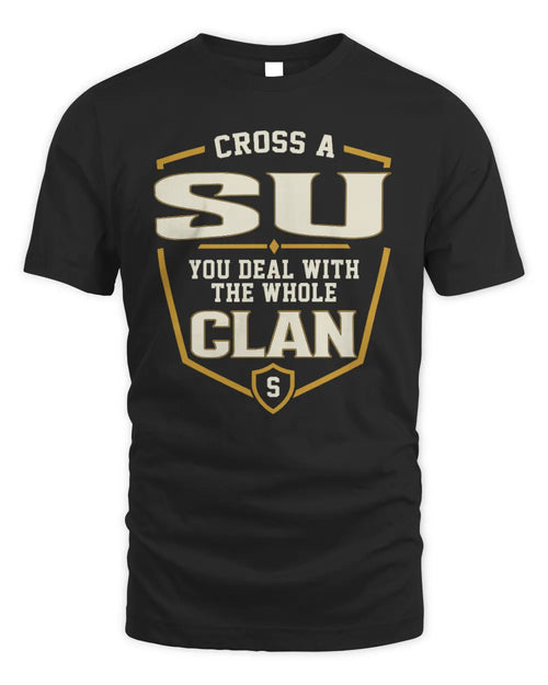 SU NT1-K008 Cross A/An NAME, You Deal With the Whole Clan | Personalized Vintage T-Shirt - Unisex Standard T-Shirt - Black