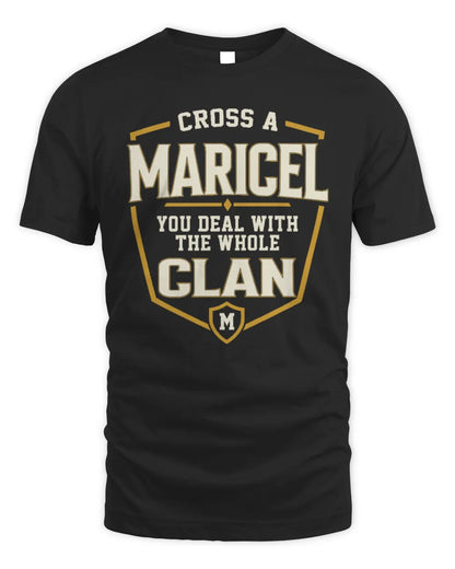 MARICEL NT1-K008 Cross A/An NAME, You Deal With the Whole Clan | Personalized Vintage T-Shirt - Unisex Standard T-Shirt - Black