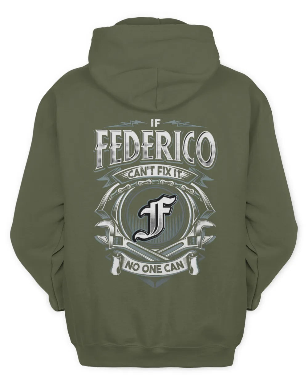 FEDERICO AP81-K4-626 - Personalized Ahmed Quote Apparel “If Ahmed Can't Fix It, No One Can” - Unisex Hoodie - Military Green