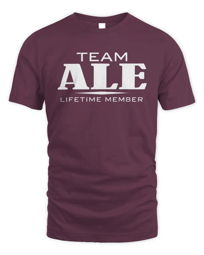 ALE BL62-K4-128 - Personalized “Team NAME Lifetime Member” - Unisex Standard T-Shirt - Maroon