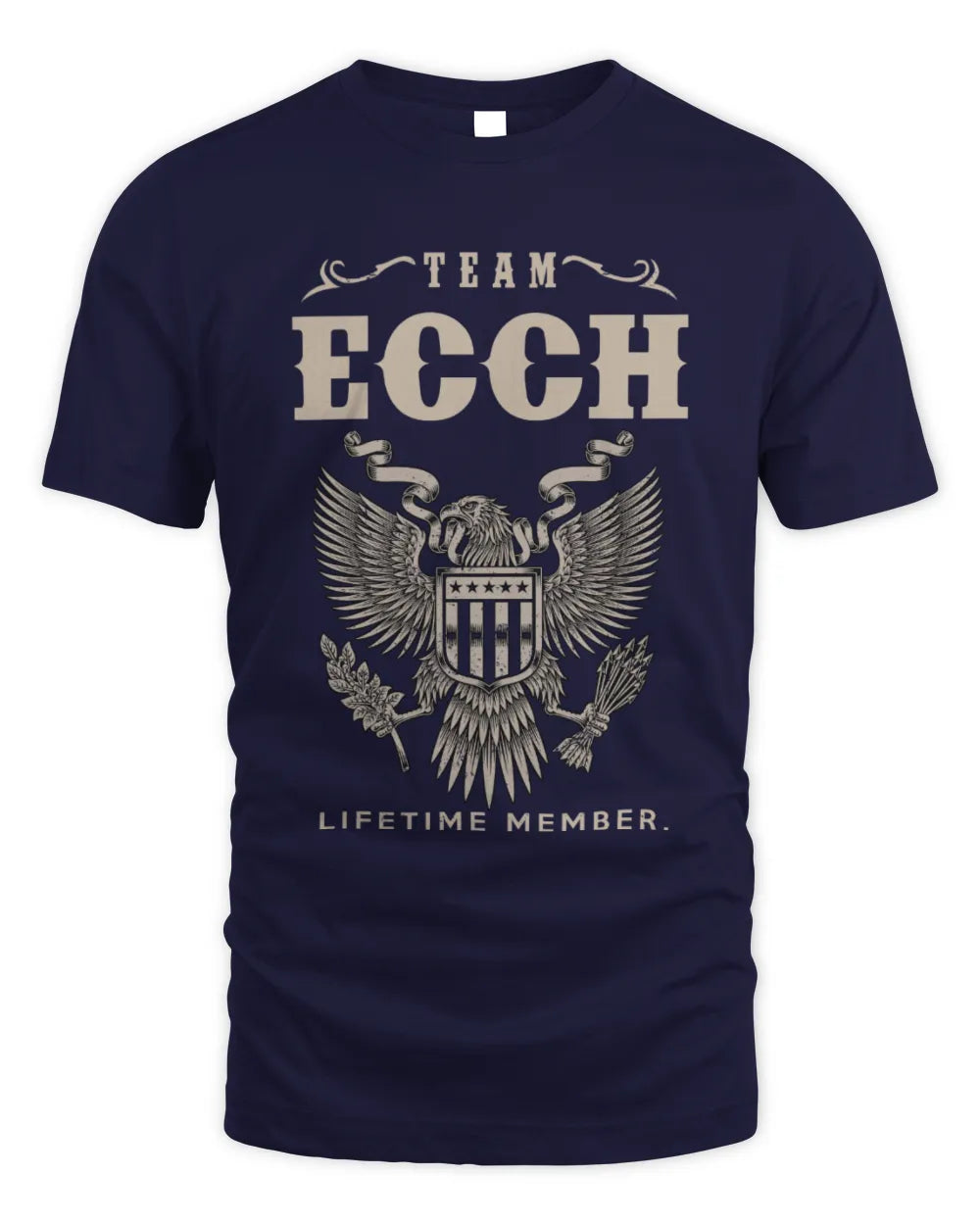 ECCH TP06-K82 – Personalized Classic Style Apparel “Team NAME Lifetime Member” - Unisex Standard T-Shirt - Navy