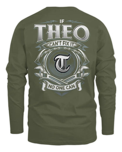 THEO AP81-K4-626 - Personalized Ahmed Quote Apparel “If Ahmed Can't Fix It, No One Can” - Men's Long Sleeved T-Shirt - Military Green