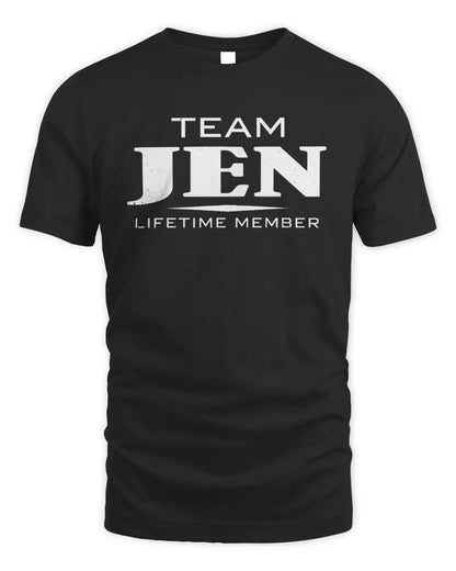 JEN BL62-K4-128 - Personalized “Team NAME Lifetime Member” - Unisex Standard T-Shirt - Black