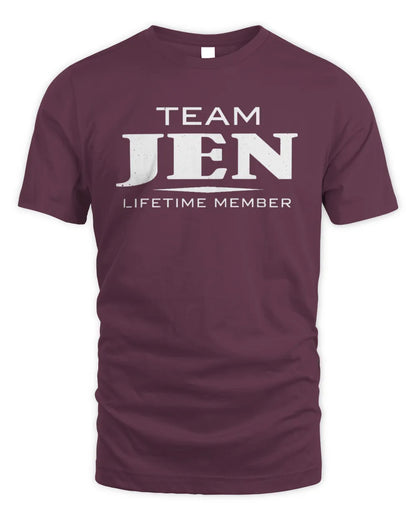 JEN BL62-K4-128 - Personalized “Team NAME Lifetime Member” - Unisex Standard T-Shirt - Maroon