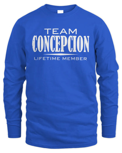 CONCEPCION BL62-K4-128 - Personalized “Team AARON Lifetime Member” - Men's Long Sleeved T-Shirt - Royal