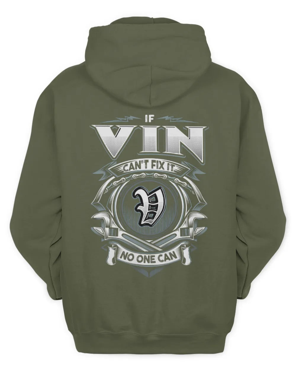 VIN AP81-K4-626 - Personalized Ahmed Quote Apparel “If Ahmed Can't Fix It, No One Can” - Unisex Hoodie - Military Green
