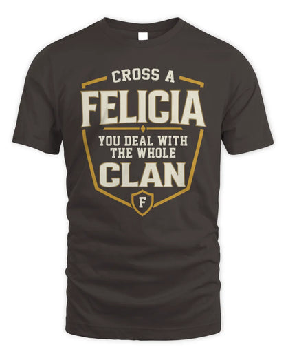 FELICIA NT1-K008 Cross A/An NAME, You Deal With the Whole Clan | Personalized Vintage T-Shirt - Unisex Standard T-Shirt - Dark Chocolate