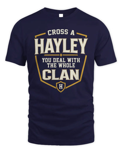 HAYLEY NT1-K008 Cross A/An NAME, You Deal With the Whole Clan | Personalized Vintage T-Shirt - Unisex Standard T-Shirt - Navy