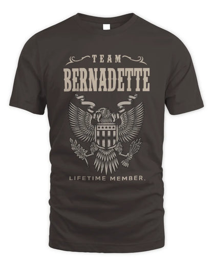 BERNADETTE TP06-K82 – Personalized Classic Style Apparel “Team NAME Lifetime Member” - Unisex Standard T-Shirt - Dark Chocolate