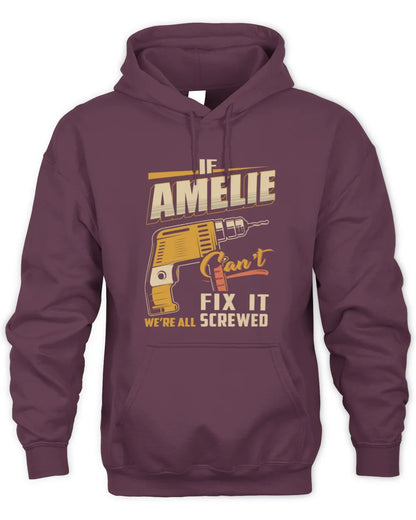 AMELIE TP22-K4-228 - Personalized Handyman T-Shirt “If AARON Can’t Fix It, We’re All Screwed” - Unisex Hoodie - Maroon