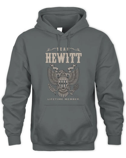 HEWITT TP06-K82 – Personalized Classic Style Apparel “Team NAME Lifetime Member” - Unisex Hoodie - Charcoal
