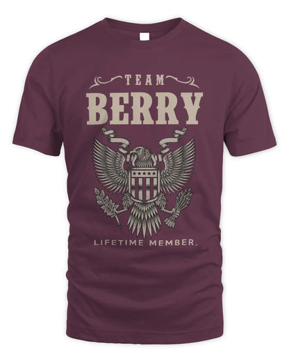 BERRY TP06-K82 – Personalized Classic Style Apparel “Team NAME Lifetime Member” - Unisex Standard T-Shirt - Maroon