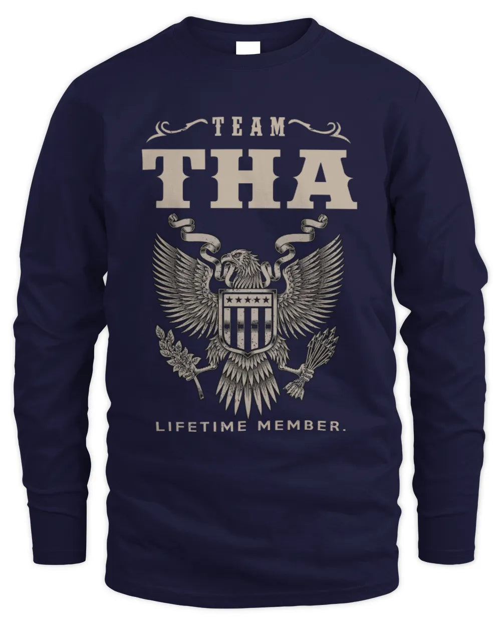 THA TP06-K82 – Personalized Classic Style Apparel “Team NAME Lifetime Member” - Men's Long Sleeved T-Shirt - Navy